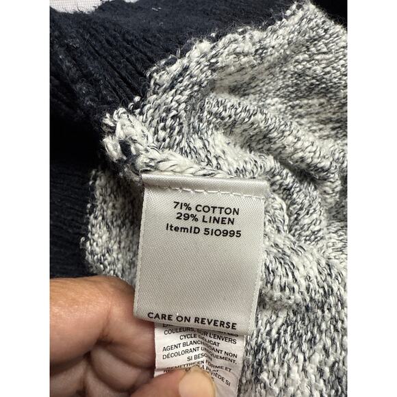 LL Bean Signature Womens Turtleneck Sweater Size XL Black Gray Cotton Linen Knit - Picture 5 of 6